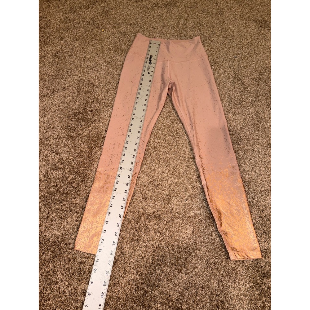 Beyond Yoga Womens High Waisted Ombre Rose Gold Foil Leggings Blush Pink Large - Picture 2 of 6